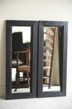 Pair Vintage Stained Oak Wall Mirrors