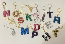 Glitter Sparkly Initial Keyring Made To Order From Resin