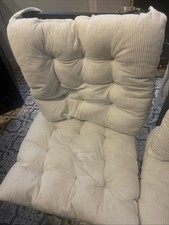 Super Comfy Dining /Conservatory/Outdoor Seat Cushions White With Tie backs