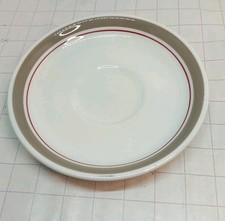 13.5cm Churchill Super Vitrified Hotel Ware Grey Red Saucer Vintage