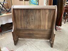 Vintage Antique Solid Brown Wooden Single 3ft Bed Headboard Bench Back