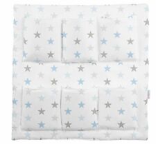 COT TIDY ORGANISER BED NURSERY HANGING STORAGE 6 POCKETS Grey Blue Stars