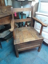 Antique Welsh Oak Commode Chair c1800