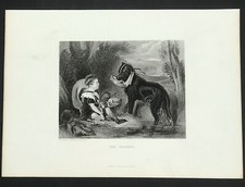 The Friends Edwin Landseer Large Engraved Print  with text 1869