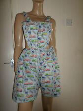 ABDL SISSY BLUE MULTI TRAIN DUNGAREES 30-40 WAIST BIB TOP CROSSOVER STRAPS
