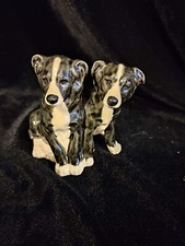 Pair Fine Ceramic Border Collie Puppies Figurine 3" X 3"