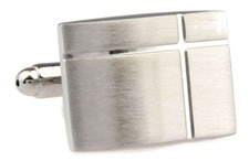 Classical Hard Wearing Brushed Silver Cross Detail Cufflinks by CUFFLINKS.DIRECT