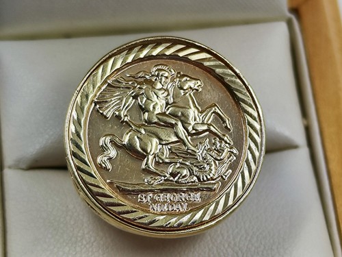 Antique 9ct gold coin ring - antique,