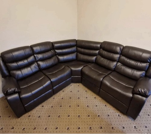 Brown leather corner sofa - brown,