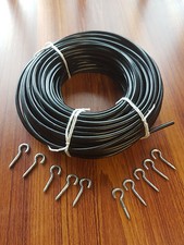Black net voile curtain wire - black, /
