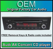 Audi A4 CD player stereo with radio code Audi Concert headunit SILVER knobs