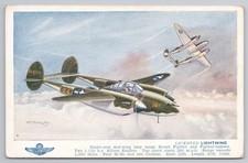 WWII Aviation Postcard Lockheed P-38 Lightning Fighter Bomber J Salmon Card