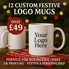 12 x Custom Festive Logo Mugs – Personalised Business Christmas Logo Mugs