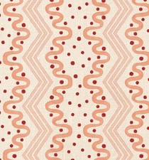 OTTOLINE CURTAIN FABRIC "MADAME ZIGGLE - PINK & CORAL " 2.2 METRES 100% LINEN