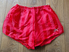 Original VINTAGE 80s PUMA football shorts Running trefoil D7 34"W Germany Red