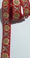 1Yard Embroidered Border Indian Saree Lace Trim Fabric Asian Traditional Wedding