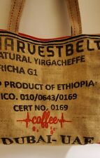 Coffee Sack upcycled, unique tote bag.  Embroidered detail REDUCED ONE OF A KIND