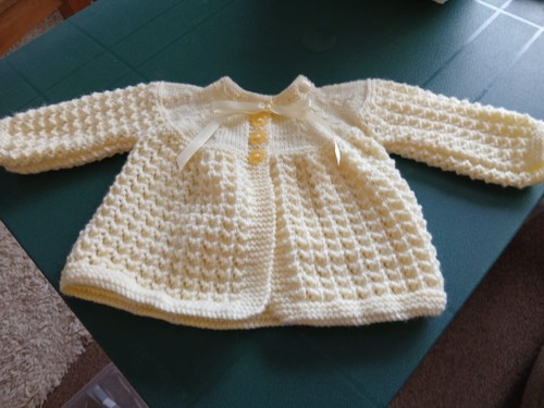 Hand knitted matinee coat - coat, in