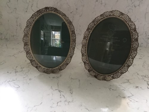 Pair white metal filigree - metal,