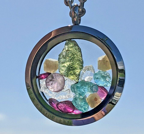 Moldavite pendant phenacite - pendant, /