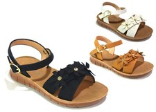 GIRLS BLACK SANDALS FLOWER
