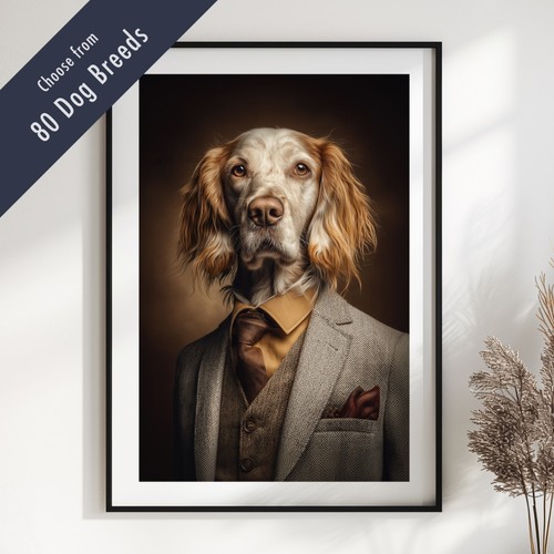 Smartly dressed dog portrait - dressed,