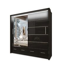 WARDROBE-Modern High Gloss Sliding Doors Wardrobes with LED Light-Sycilia