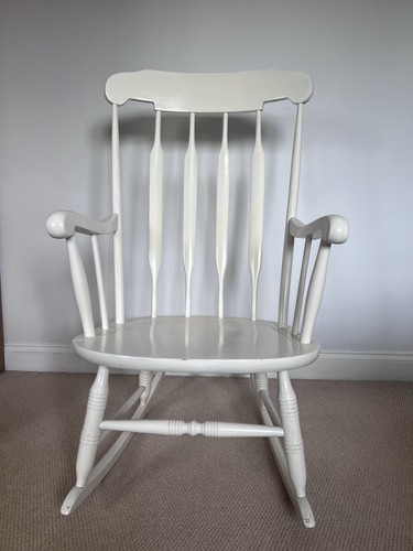 White wooden nursing rocking - white,