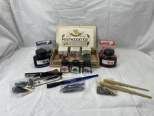 Vintage Parker Super Quink Red/Blue with 3 W/N Ink Calligraphy Pens Osmiroid Nib