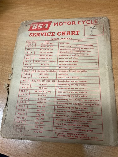 Bsa service sheet a50 - bsa,