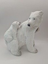 Resin Polarbear And Baby Christmas Ornament Xmas Decoration Stands 18cm BNWT