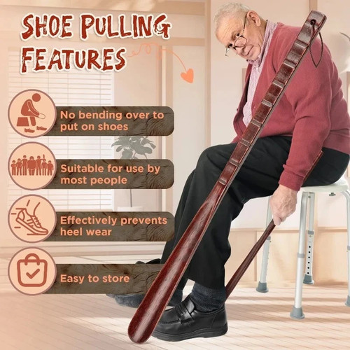 Extra long wooden shoe horn - shoe,