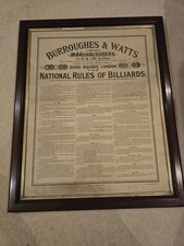 Burroughes & Watts National Rules Of Billiards. Rare