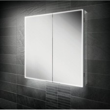 HiB Exos USB Bathroom mirror cabinet with LED (small crack on mirror side panel)