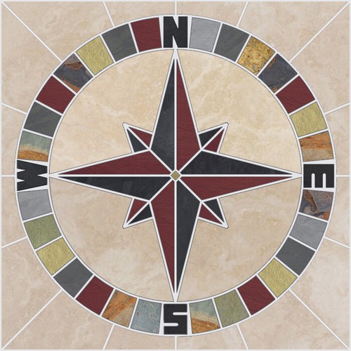 Tile mosaic medallion mariners - tile,