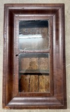 Awesome Old Primitive Wood Wall Hanging Display Cabinet With Framed Glass Door