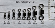 (+FREE GIFT) Koike rolling swivels (Sizes 8, 6, 4, 3, 2, 1, 1/0 and 2/0)