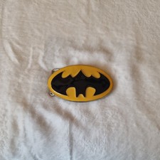 BATMAN EMBLEM Belt Buckle GTO SILVER-TONE ENAMEL - LICENSED DC COMICS 4"