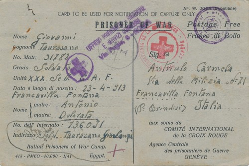 Pow camp mail ww2 italian - camp,