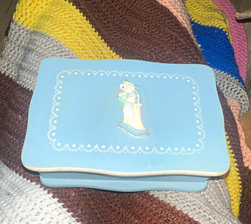 Blue wooden jewelry - blue, box
