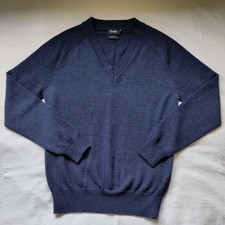 Drake's Sample Blue Marl V Neck Pullover, Size 38