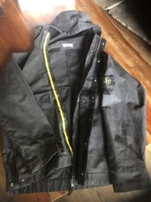 vintage 90s stone island raso gommato parka jacket coat XXL black, yellow detail