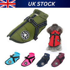 Dog Coat Waterproof With Harness Jacket Raincoat Winter Zip Coats Pet Hole Warm