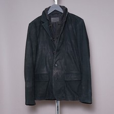 ALL SAINTS Leather Blazer Jacket EXTRA LARGE Mens XL Grey Buffalo Grail SURVEY