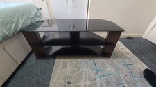 Black Glass Corner TV Stand