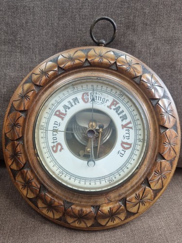 Vintage wooden barometer - vintage,