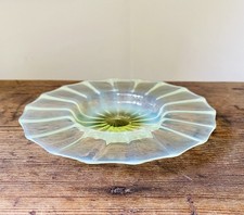 Antique Fine Glass Victorian Uranium Vaseline Glass Plates UV Glow , stunning.