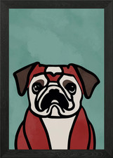 Puppy Pug Poster Framed Wall