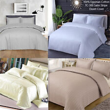 Satin Stripes Duvet Cover Set with Pillowcases 5 Star Hotel Quality Bedding Set.