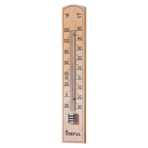 Wooden wall thermometer - wooden,